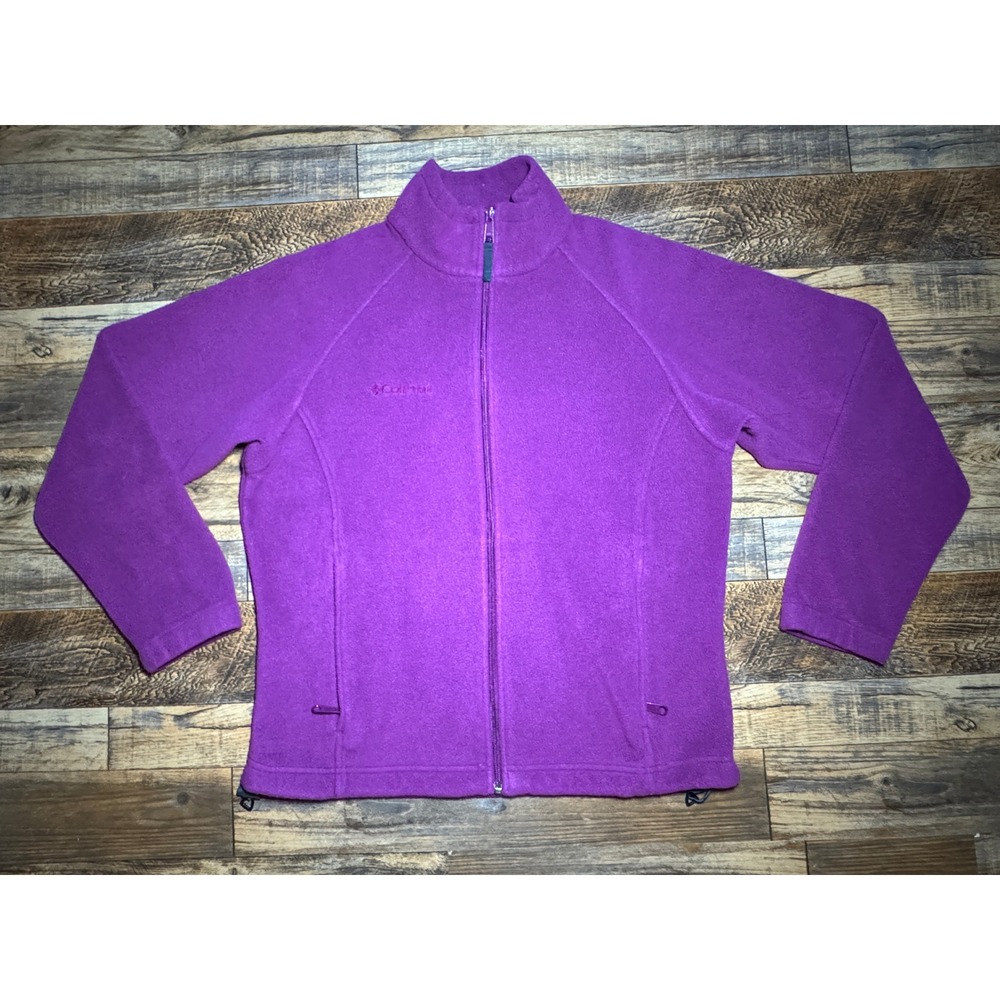 Columbia Women's Fleece Jacket Full Zip Purple Mock Neck Active‎ Layer Medium